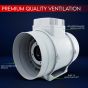Blauberg In Line Turbo Mixed Flow Tube Extractor Fan - Duct Mounting - Run On Timer - 200mm 8" diameter