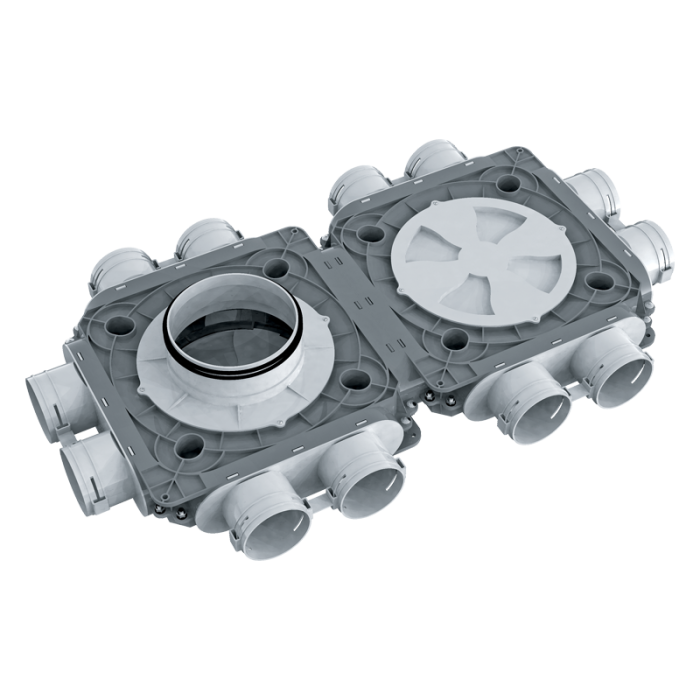 BlauFast 75mm Plastic Radial Duct Manifold Box 200mm Connection 12 Port