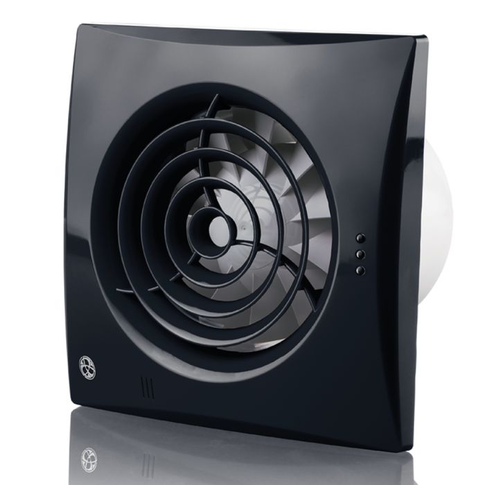 Blauberg Calm Low Noise Energy Efficient Black Bathroom Extractor Fan 100mm - PIR movement Detector