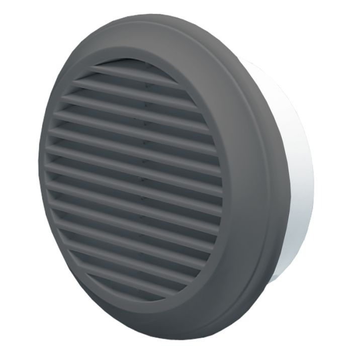 Round Fixed Blade External Grille Vent Louvre Wall Soffit Cover - 150mm - Slate Grey